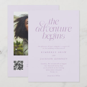 Invitación La aventura comienza Minimalista boda de lila