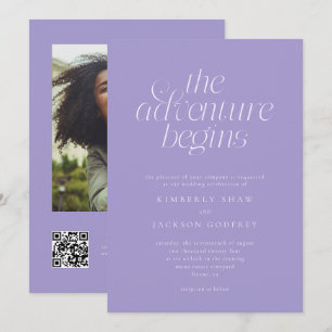 Invitación La aventura comienza Minimalista boda violeta