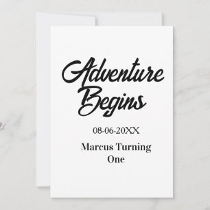 Invitación La aventura comienza nombre fecha cumpleaños 1 sim