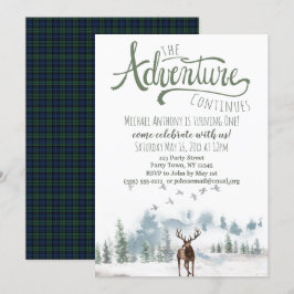 Invitación La aventura continúa el cumpleaños de Woodland