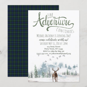 Invitación La aventura continúa el cumpleaños de Woodland