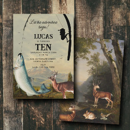 Invitación La aventura de caza y pesca comienza Cumpleaños de