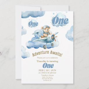 Invitación La aventura de cumpleaños número uno de Teddy en e