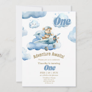 Invitación La aventura de cumpleaños número uno de Teddy en e