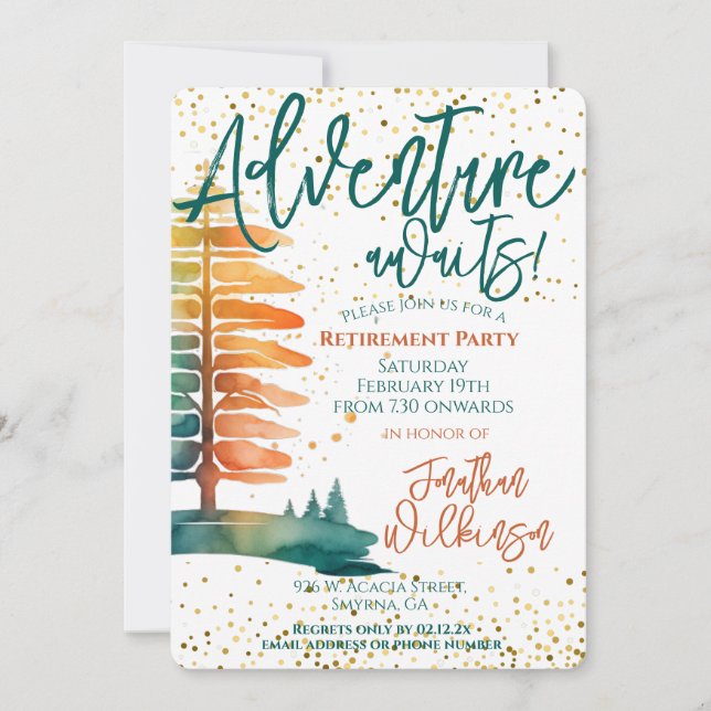 Invitación La aventura de jubilación espera al Fiesta (Anverso)