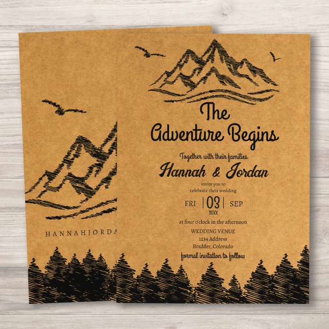 Invitación La aventura de la montaña empieza un Boda rústico  (Subido por el creador)
