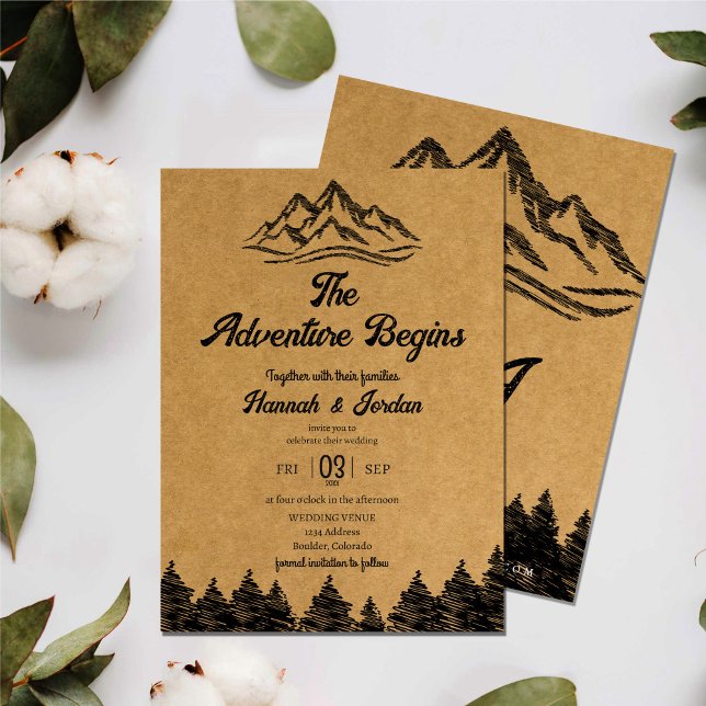 Invitación La aventura de la montaña empieza un Boda rústico  (Subido por el creador)