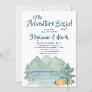 Invitación La aventura de las montañas rusticas comienza fies