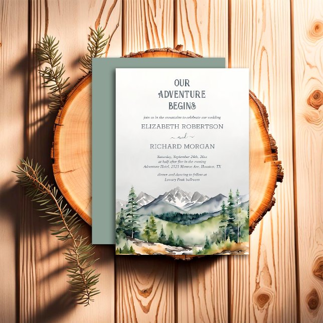 Invitación La aventura de las montañas rusticas empieza Boda (Subido por el creador)