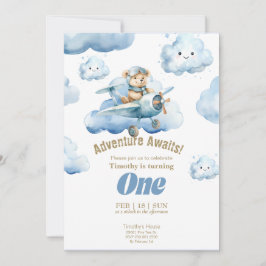Invitación La aventura de primer cumpleaños de Teddy con ciel