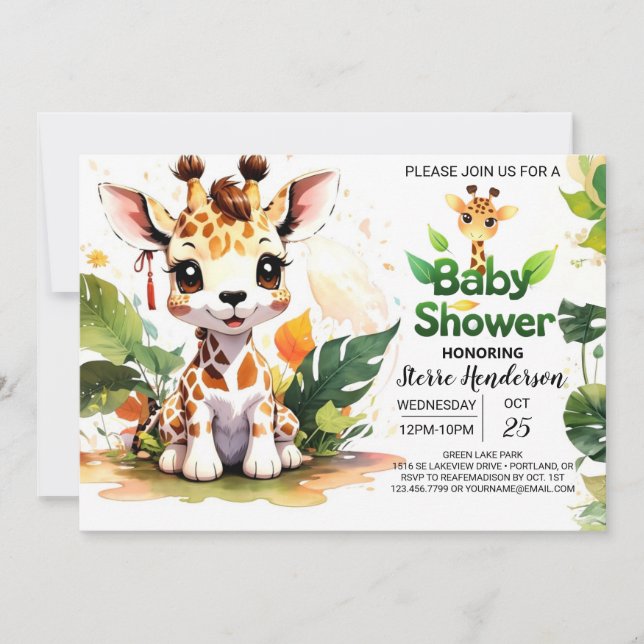 Invitación La aventura de Safari empieza en Baby Shower (Anverso)