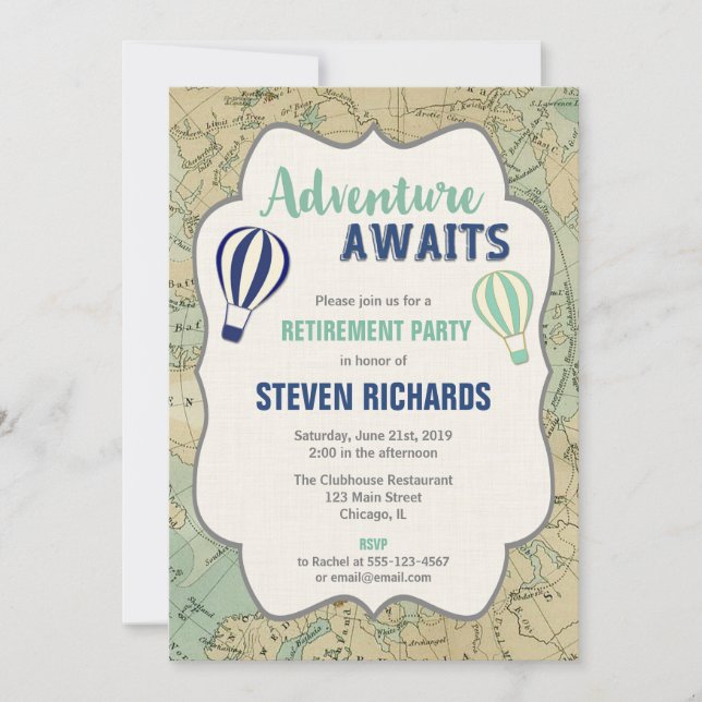Invitación La aventura del mapa del viajero mundial espera su (Anverso)