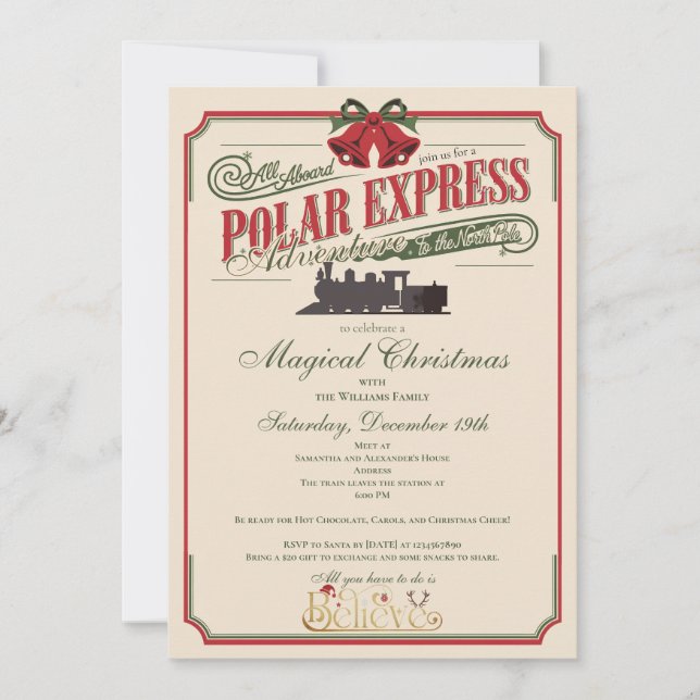 Invitación La aventura del tren Polar Express cree en los Nav (Anverso)