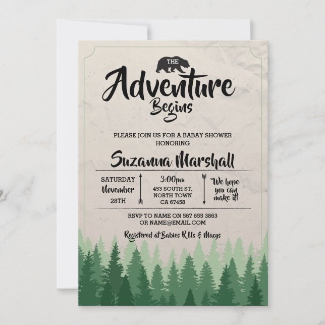 Invitación La aventura empieza con el invierno del oso Baby S (Anverso)