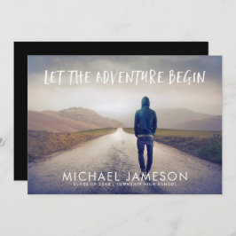 Invitación La aventura empieza fiesta de graduación de fotos