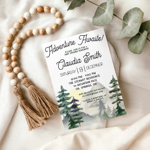 Invitación ¡La aventura espera!  Baby Shower de Montañas y Bo