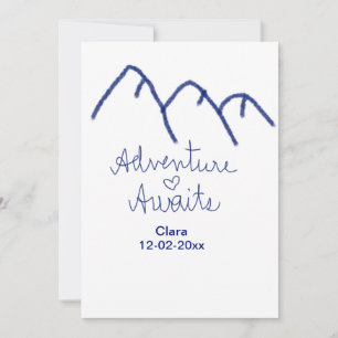 Invitación La aventura espera corazón de montaña azul agregar
