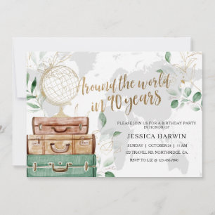 Invitación La aventura espera CUMPLEAÑOS, 90, Tema de viaje