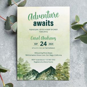 Invitación la aventura espera Fiesta de Bienvenida para Bebé 