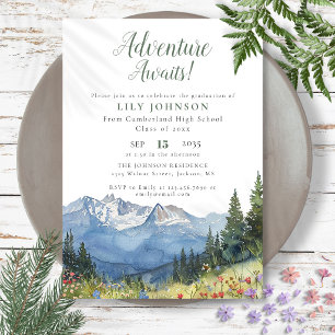 Invitación La aventura espera Fiesta de graduación en las mon