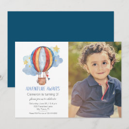 Invitación La aventura espera globo aerostático foto fiesta d
