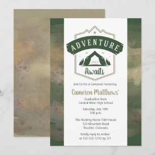 Invitación La aventura espera la fiesta de graduación de camp