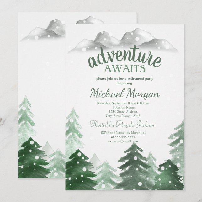 Invitación La aventura espera la jubilación de la nieve de la (Anverso / Reverso)