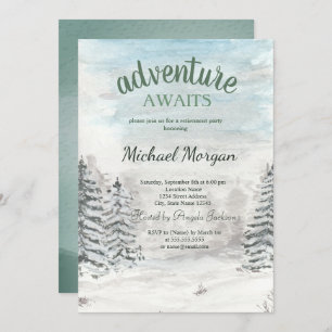 Invitación La aventura espera la jubilación de la nieve fores