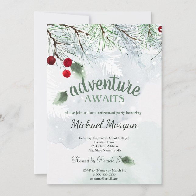 Invitación La aventura espera la jubilación de la rama del ár (Anverso)