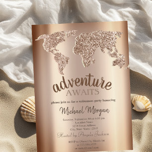 Invitación La aventura espera la jubilación del mapa mundial