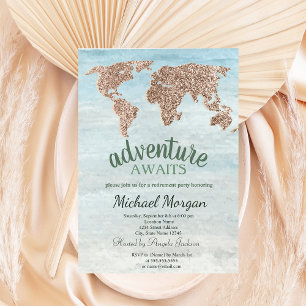 Invitación La aventura espera la jubilación del mapa mundial 