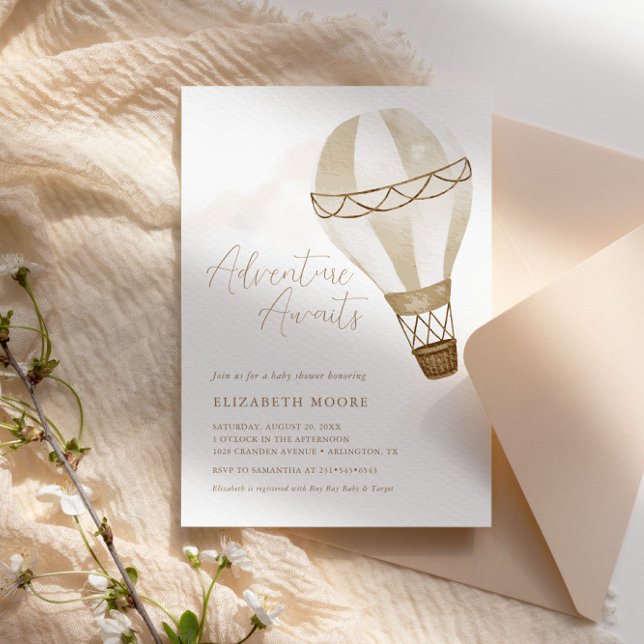 Invitación La aventura espera un globo neutral | BABY SHOWER (Subido por el creador)