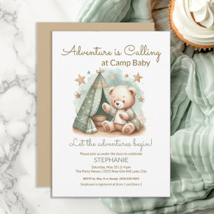 Invitación La aventura llama al campamento Baby Shower