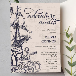 Invitación La aventura romántica espera a Baby Shower