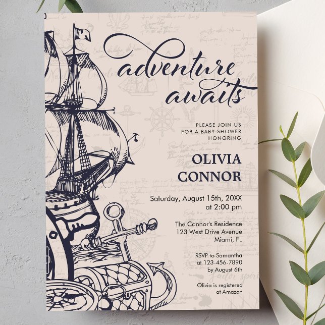 Invitación La aventura romántica espera a Baby Shower (Subido por el creador)
