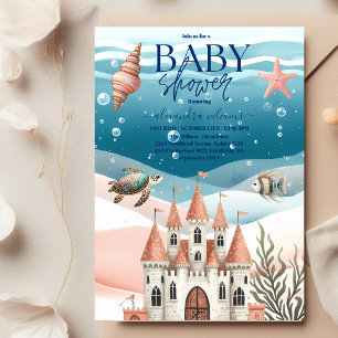 Invitación La Baby Shower acuarela bajo el mar