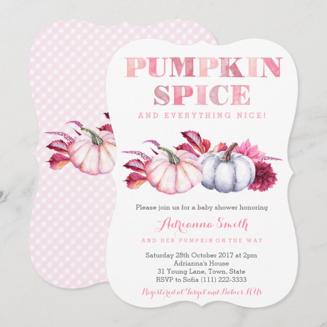 Invitación La Baby Shower de las especias de calabaza invita  (Anverso / Reverso)