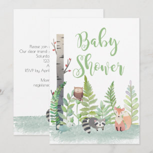 Invitación La Baby Shower de Woodland Baby Animals Green