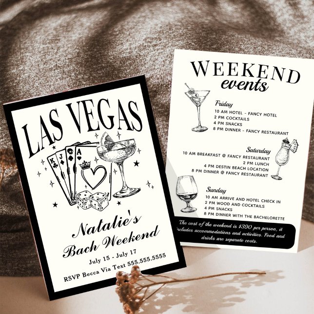 Invitación La Bachelorette de Las Vegas Cocktail Itinerario (Subido por el creador)