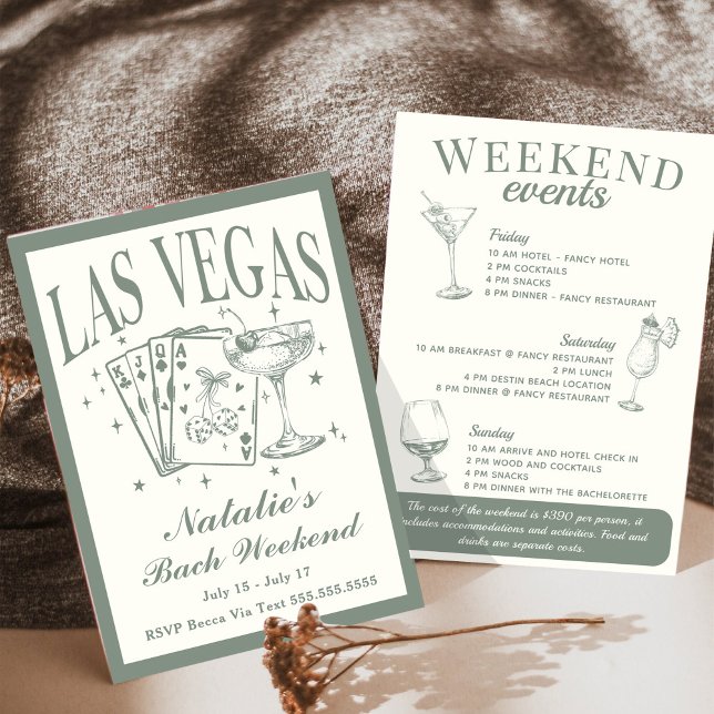 Invitación La Bachelorette de Las Vegas Cocktail Itinerario (Subido por el creador)