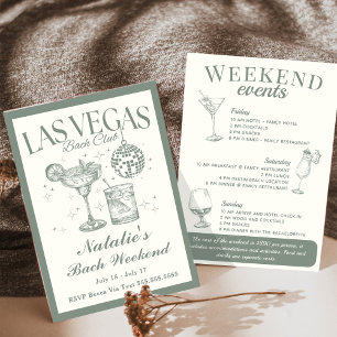 Invitación La Bachelorette de Las Vegas Cocktail Itinerario