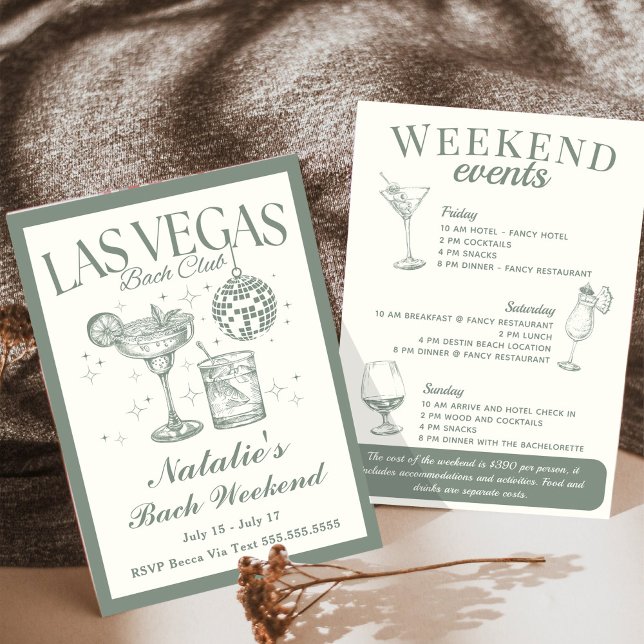 Invitación La Bachelorette de Las Vegas Cocktail Itinerario (Subido por el creador)