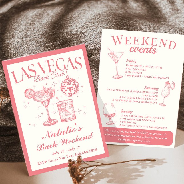 Invitación La Bachelorette de Las Vegas Cocktail Itinerario (Subido por el creador)