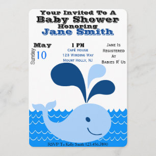 Invitación La ballena Baby Shower invita (el muchacho)