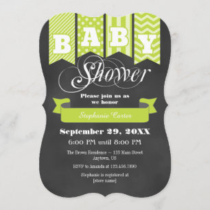 Invitación La bandera Baby Shower de la pizarra de la verde