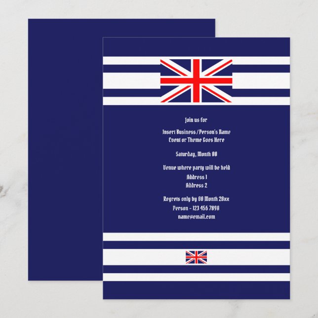 Invitación La bandera británica de la bandera Jack es un eleg (Anverso / Reverso)