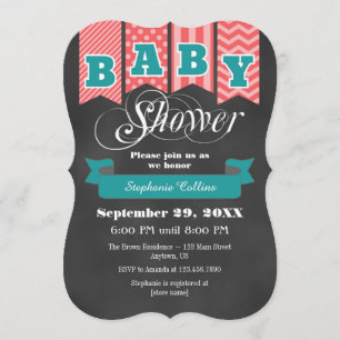 Invitación La bandera coralina verde azulada Baby Shower de