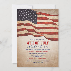Invitación La bandera norteamericana deteriorada de la vieja 
