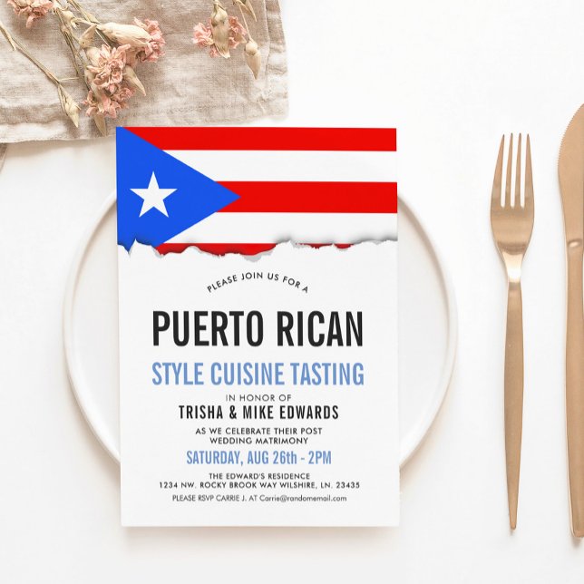 Invitación La bandera puertorriqueña del fiesta de la cocina (Subido por el creador)