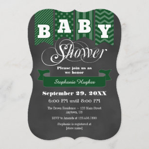 Invitación La bandera verde oscuro Baby Shower de la pizarra